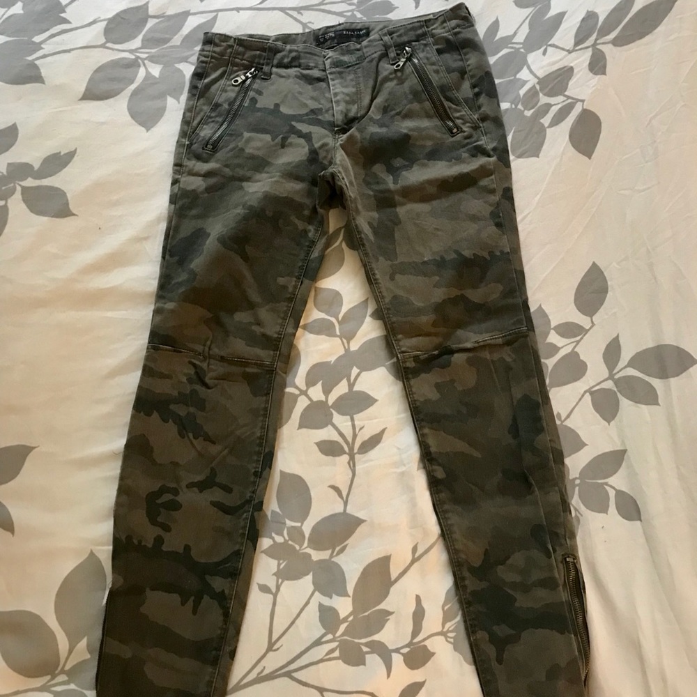 Zara Camo Straight Leg Pants